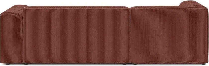 Terrakotta színű kordbársony sarokkanapé (bal oldali-heverő résszel) Merid – Ropez