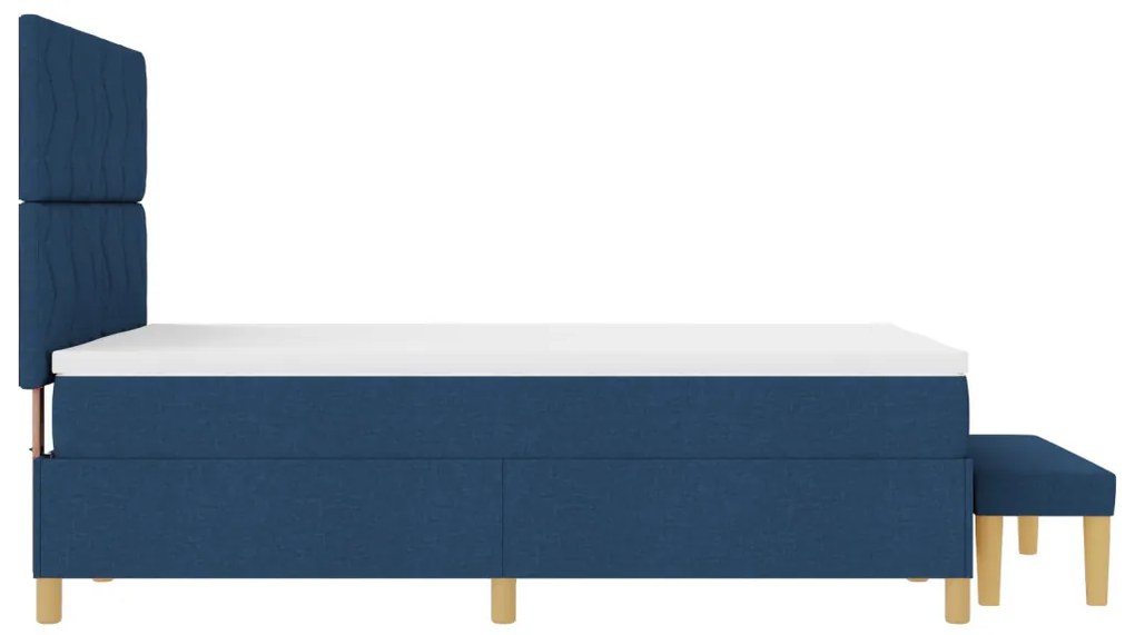 Boxspring ágy matraccal és paddal Kék 140x200 cm Szövet