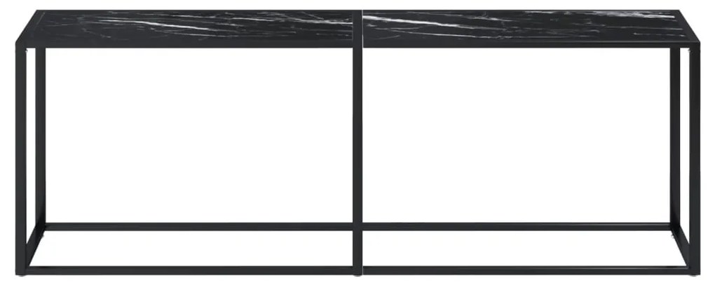fekete márványszínű edzett üveg tálalóasztal 220 x 35 x 75,5 cm