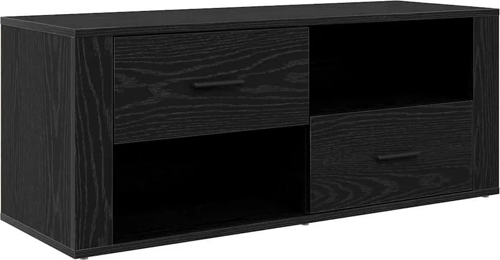 vidaXL TV szekrény fiókkal Fekete tölgy 100 x 35 x 40 cm Faanyag