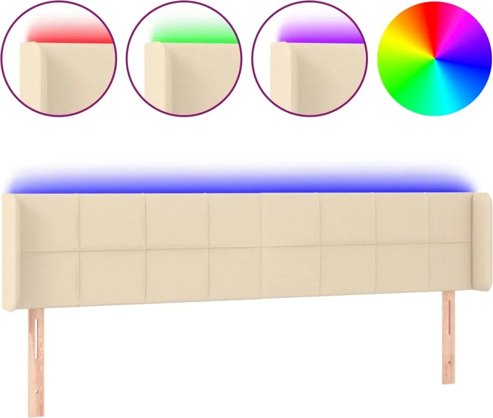 vidaXL krémszínű szövet LED-es fejtámla 163 x 16 x 78/88 cm