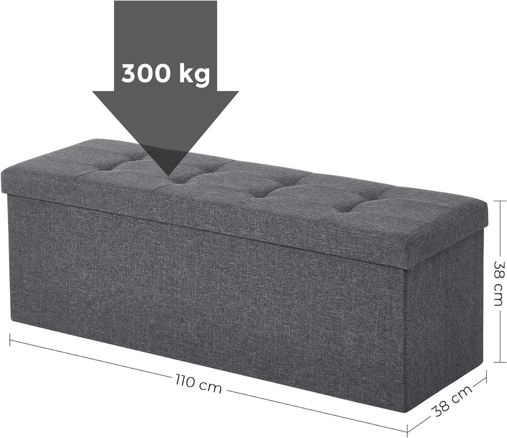 Tárolóhellyel ellátott taburet OTTOMAN 110x38 cm, sötétszürke