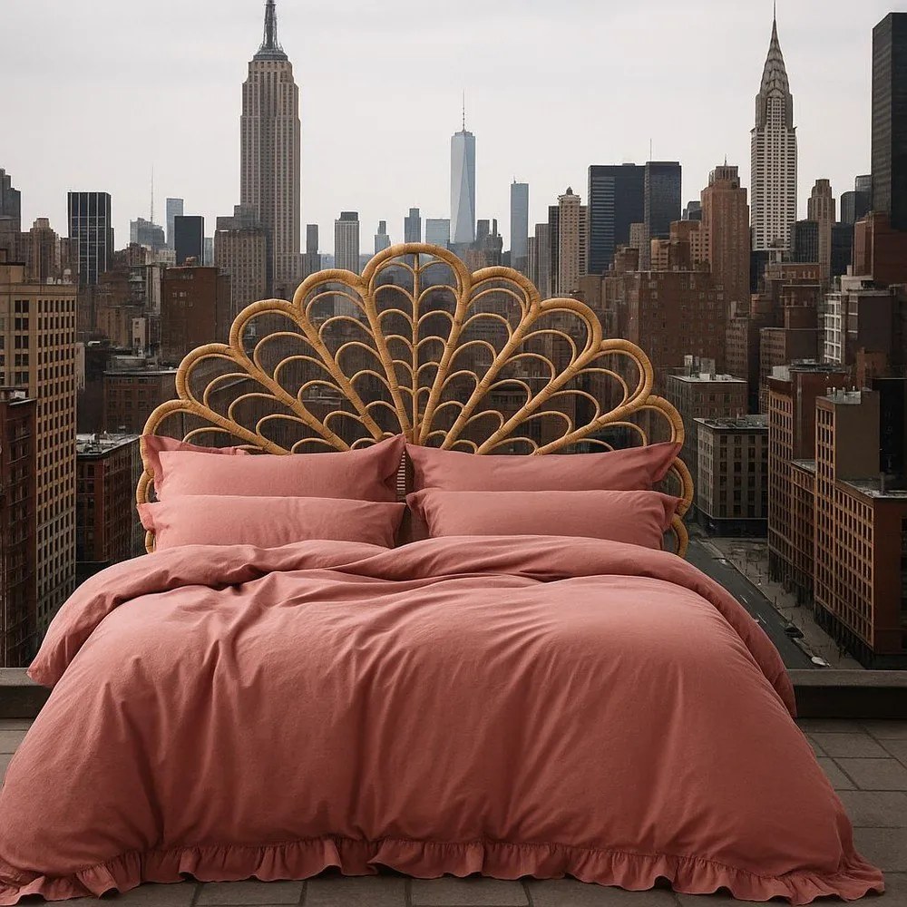 Rózsaszín egyszemélyes renforcé pamut ágyneműhuzat 140x200 cm Ruffle Striped – Mila Home Luxury