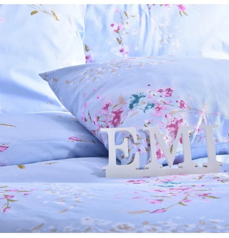 EMI Stela kék pamut ágyneműhuzat, A kibővített egyszemélyes ágy szett tartalma: 1x 140x220 + 1x 70x90