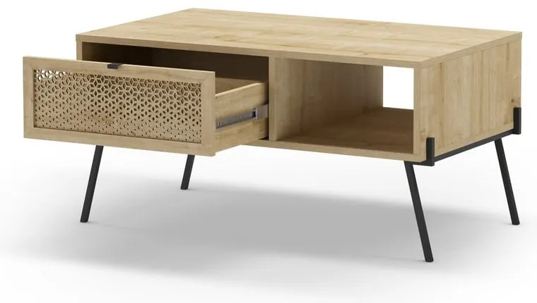 Natúr színű dohányzóasztal tölgyfa dekorral 60x100 cm Ecrin – Marckeric