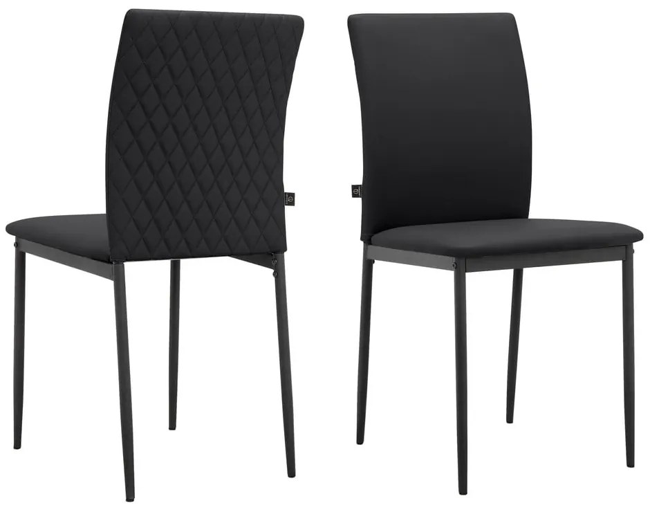 Fekete bőrutánzat étkezőszék szett 2 db-os Pavia – Støraa