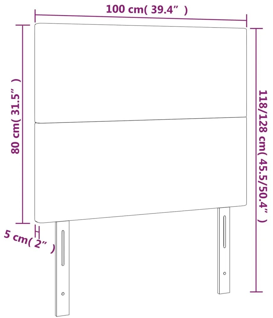 sötétkék bársony LED-es fejtámla 100x5x118/128 cm