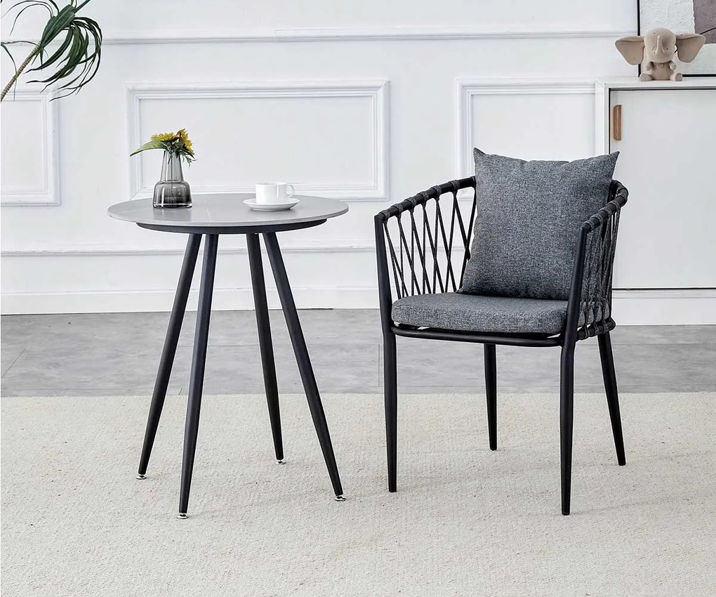 Kerek étkezőasztal fekete lábakkal MELODY 70x70, szürke