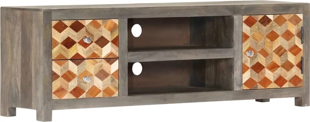 vidaXL szürke tömör mangófa TV-szekrény 120 x 30 x 40 cm