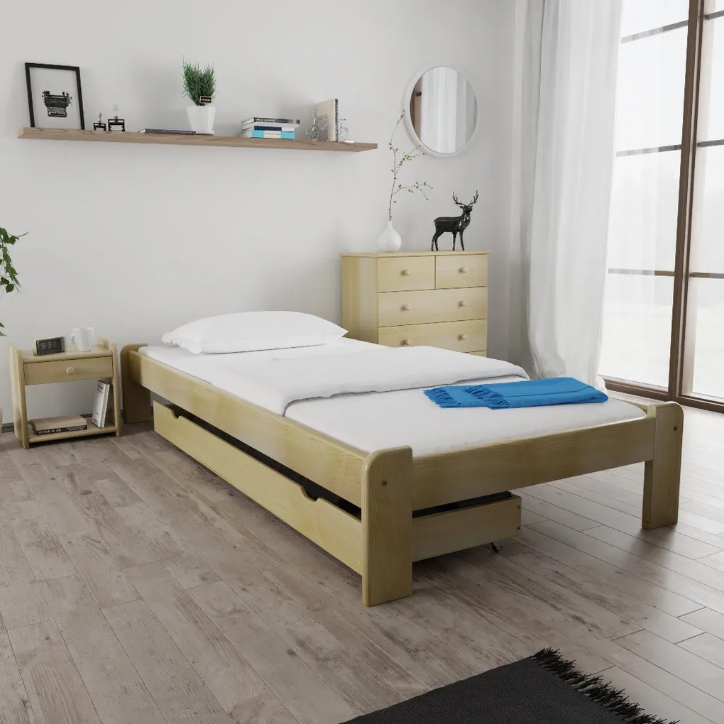 ADA ágy 80x200 cm, fenyőfa Ágyrács: Léces ágyrács, Matrac: Deluxe 10 cm matrac