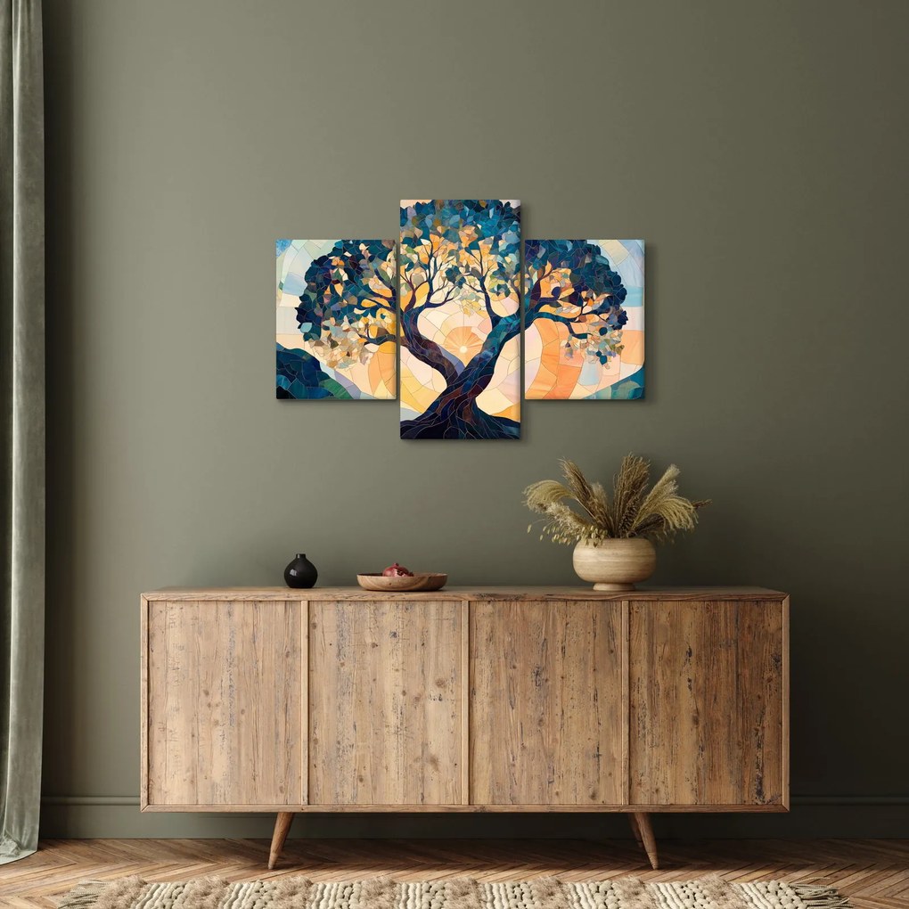 Kép – Mozaik – nap és fa II. (90x60 cm)