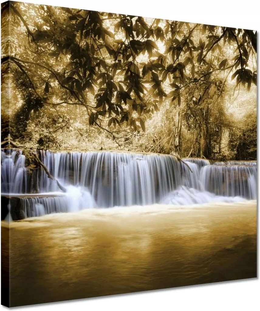 Vászonkép 30x30 Vízesés szépia színben