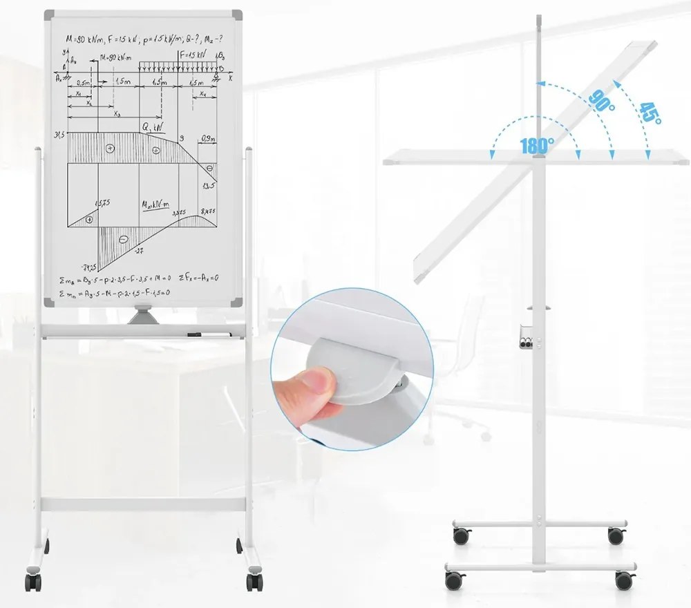 Átfordítható mágnestábla kiegészítőkkel, 60 x 90 cm