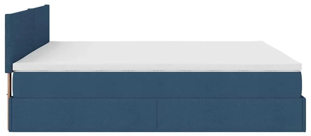 Ottomán ágykeret matraccal Kék 200x200 cm szövet
