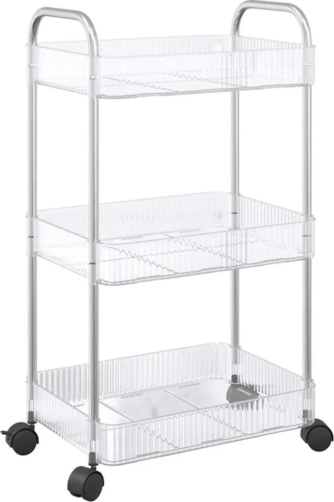 vidaXL tárolókocsi 3 szintes átlátszó 37x28x68 cm akril