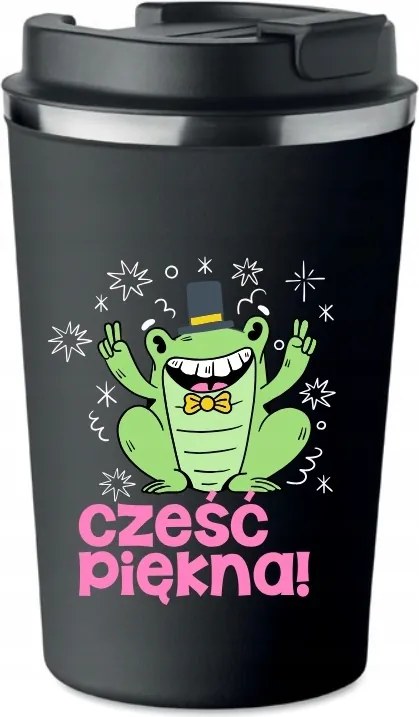 Prémium Termo Bögre fekete Szia Gyönyörű béka ajándék KT_475_cz