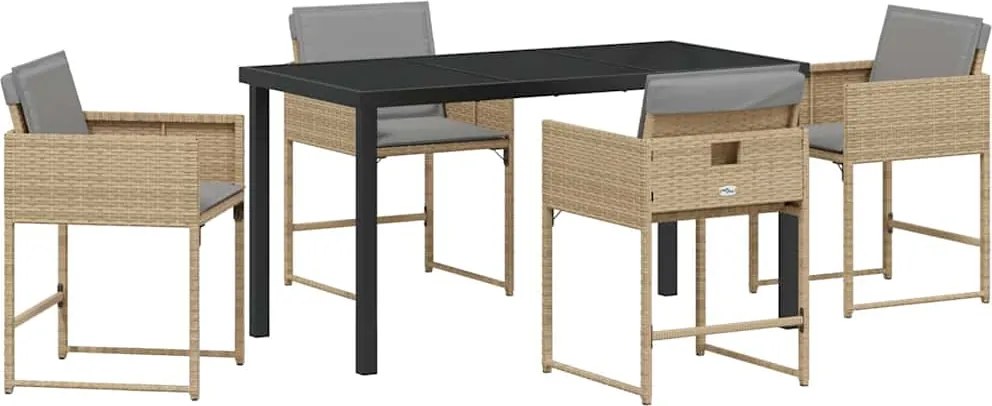vidaXL Kert étkező szett 5 pcs Bézs polirattan