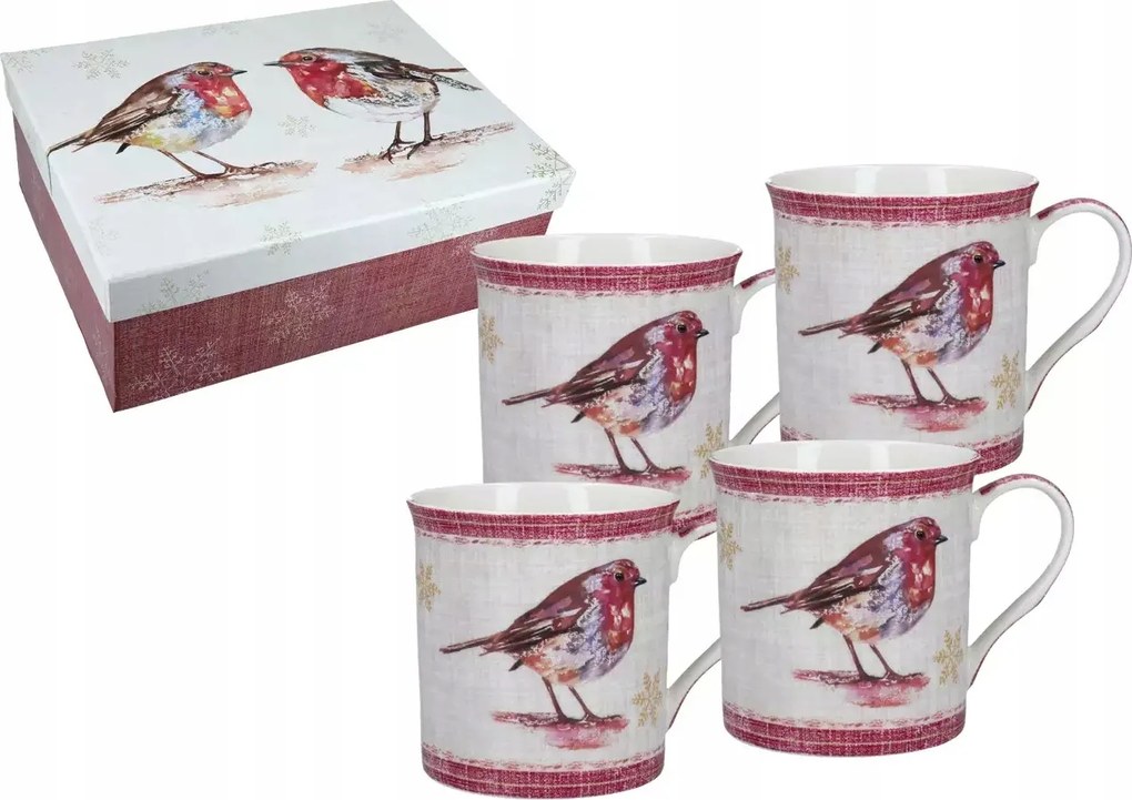 Porcelán Bögrék Vörösbegy Robins by Jennifer Rose Gallery Kpl Bögre x 4 db