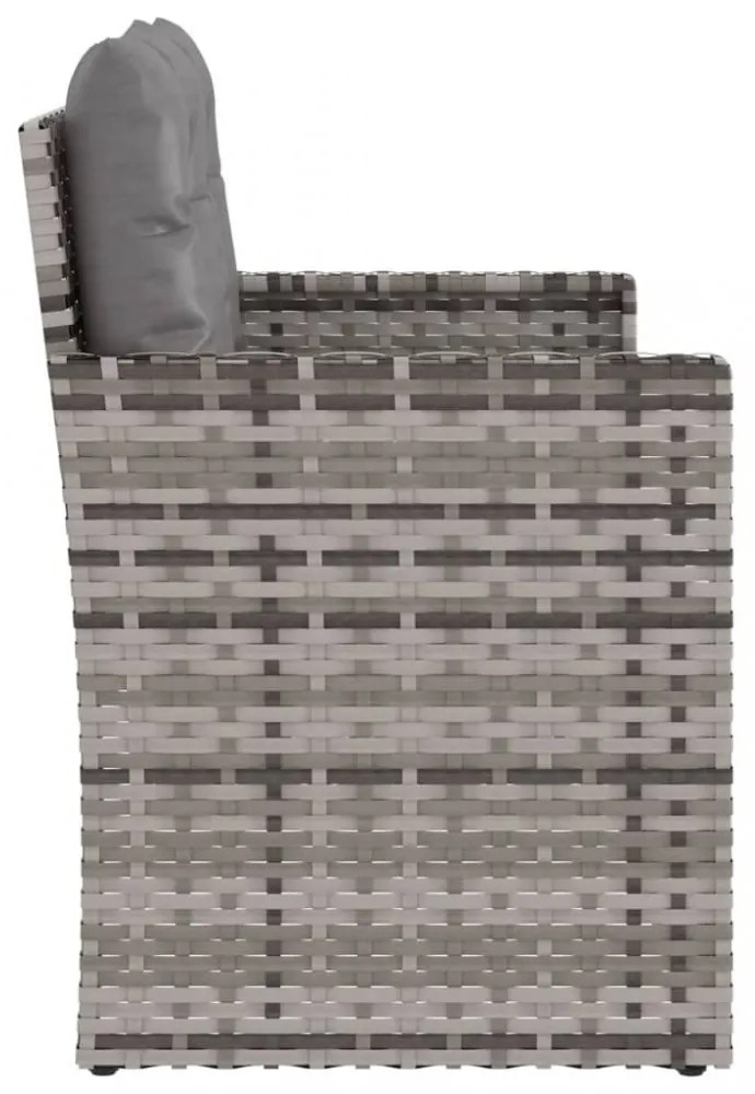 szürke polyrattan kerti pad párnákkal 105 cm