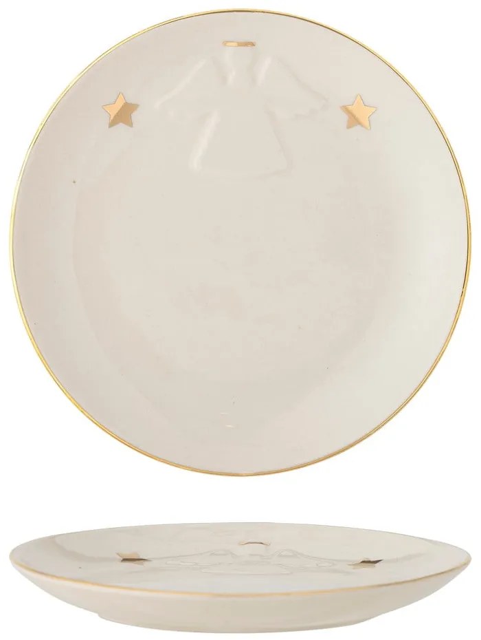 Fehér desszertes agyagkerámia tányér karácsonyi mintával ø 16 cm Starry – Bloomingville