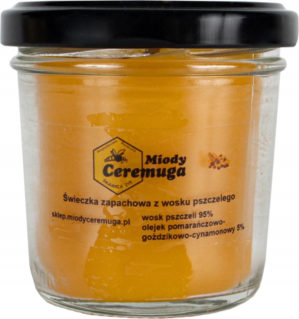 Méhviasz gyertya (95%) 120 ml narancs illóolaj Szegfűszeg Fahéj