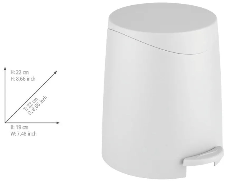 Fehér műanyag pedálos szemetes 3 l Portes – Allstar