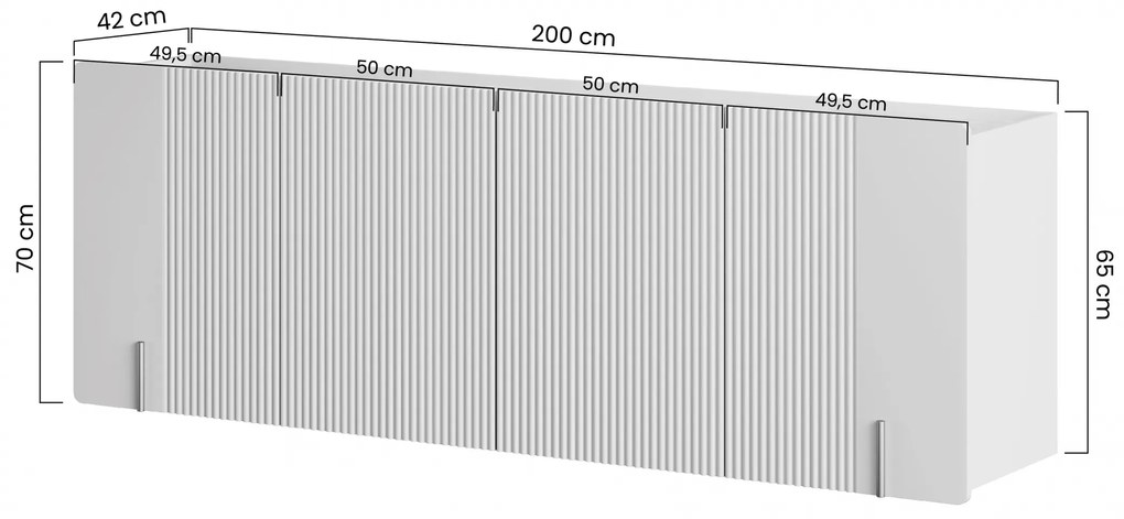 Malmi négyajtós függő komód - 200 cm - kasmír / krém bianca / fekete elemek