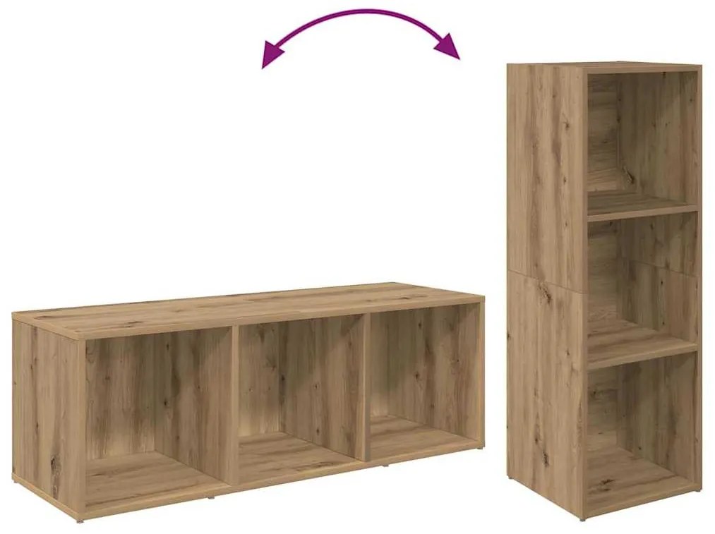 TV szekrény 3 pcs kézműves tölgy 37 x 35 x 107.5 cm Műanyag Fa