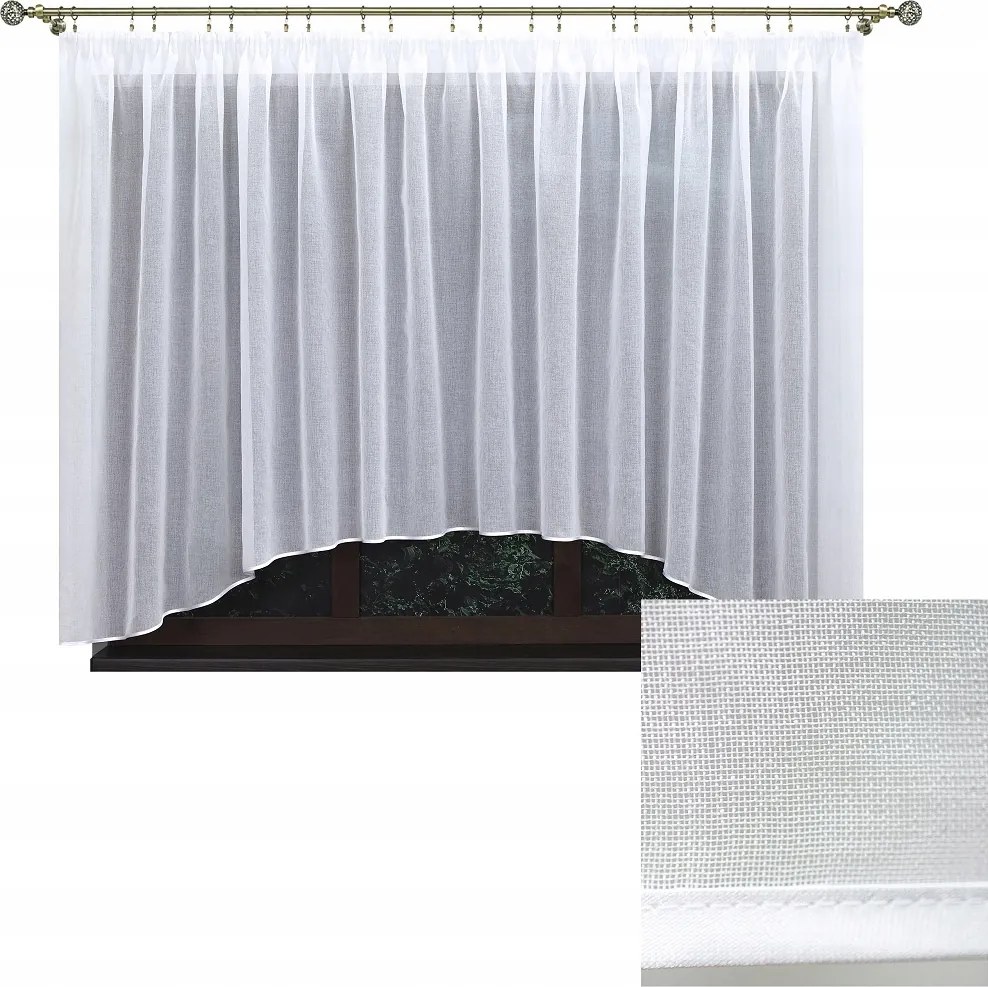Függöny batiszt kész szegéllyel íves 400x140 cm fehér