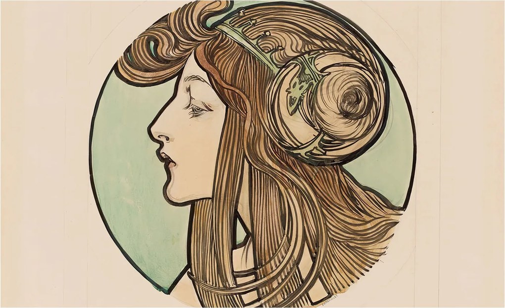 Flizelina fotótapéta Nappaliba és Hálószobába Szecessziós portré 416x254