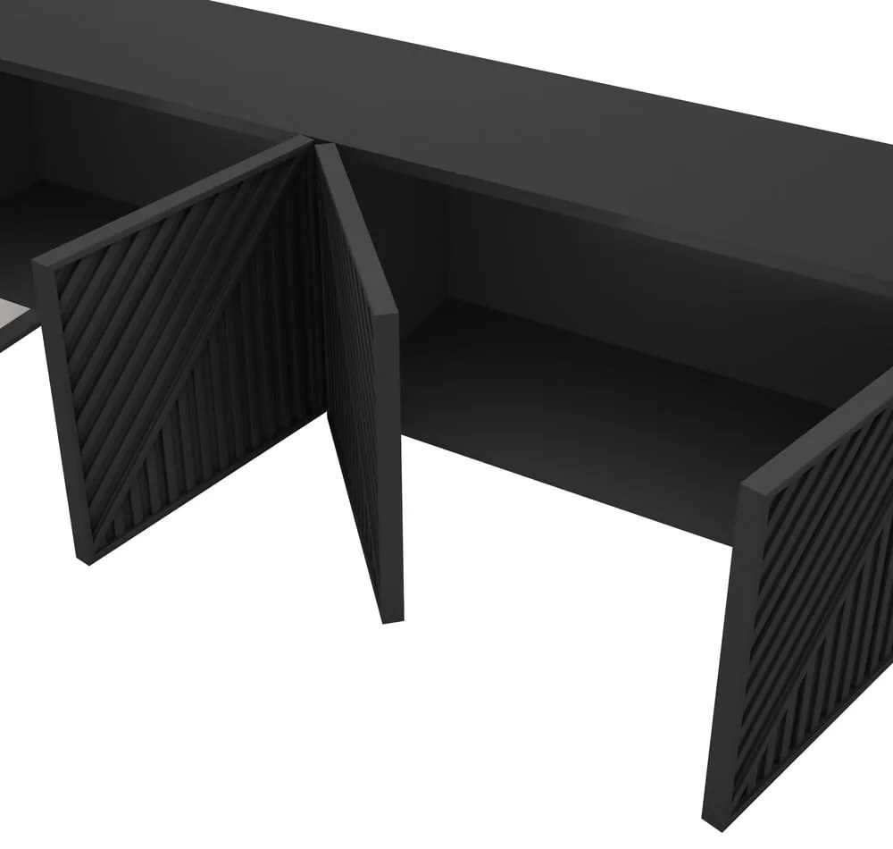 Fekete TV-állvány 161x55x35 cm Peta – Marckeric