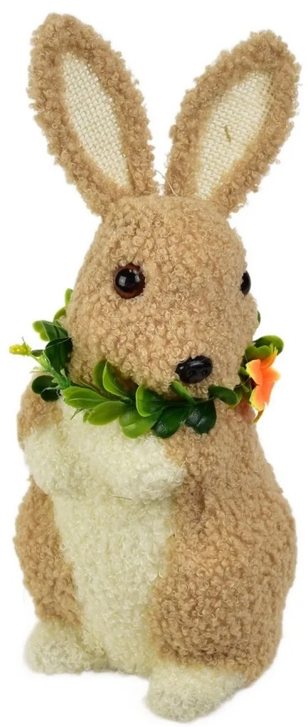 Húsvéti nyuszi fleece, virággal, 15 x 27 x 12 cm