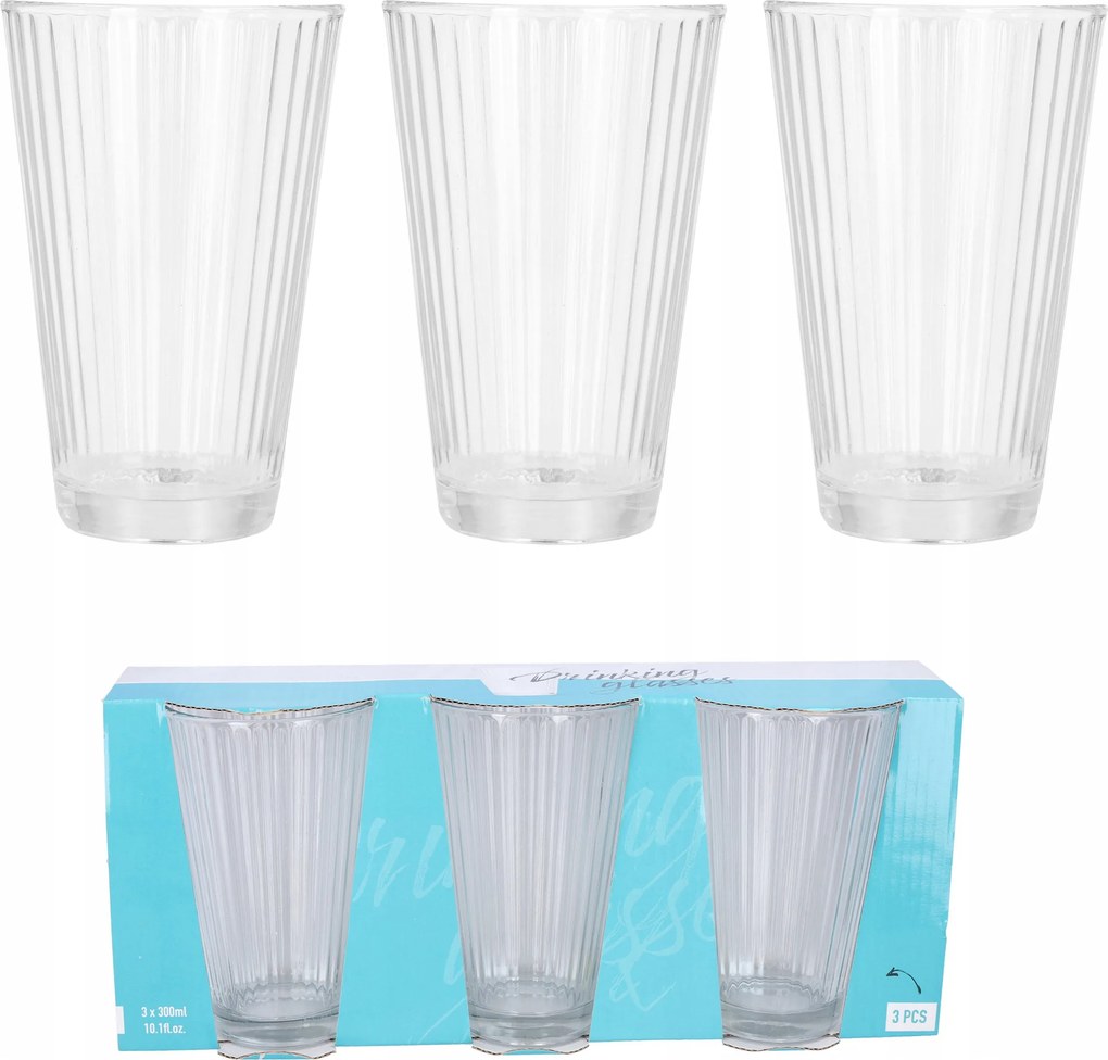 Italos poharak 300ml magas szett 3 db-os víz- és gyümölcslétartó