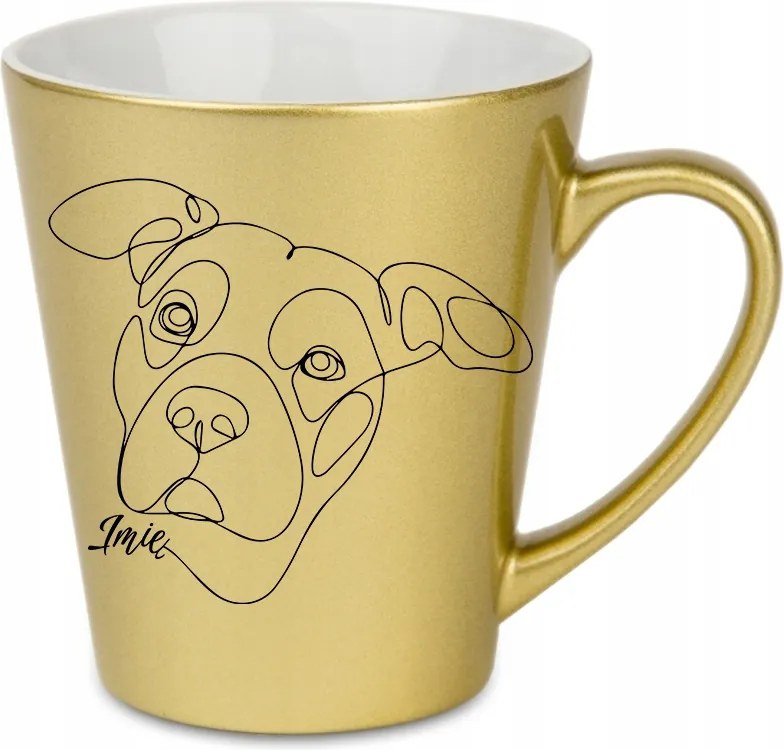 Bögre Latte Gyöngyház Arany Kutyabarátoknak Kedvence Neve Amstaf Mix Minták