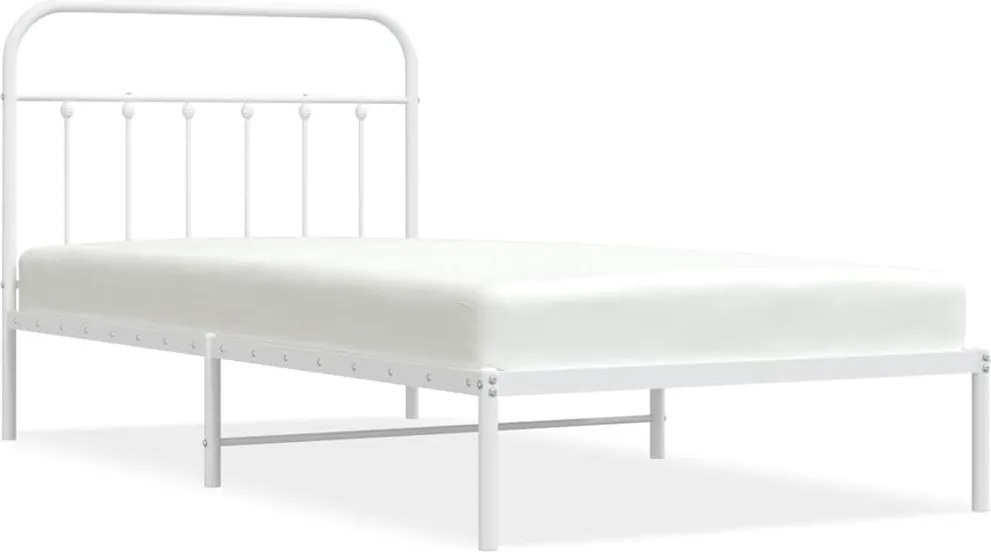 vidaXL fehér fém ágykeret fejtámlával 100x200 cm