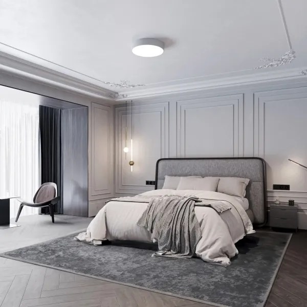 CLEO fürdőszobai mennyezeti lámpa érzékelővel, 4×E27/24W/230V, átmérő 50 cm, IP54, szürke