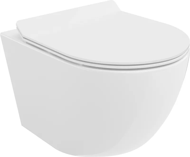 Mexen Lena Rimless WC csésze lassan lecsukódó vékony duroplaszt üléssel, fényes fehér - 30224000