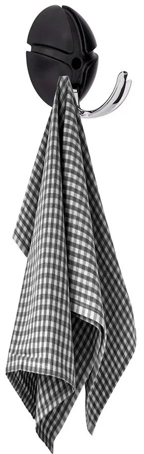 Fekete-fényes ezüstszínű fali műanyag akasztó Tick – Spinder Design