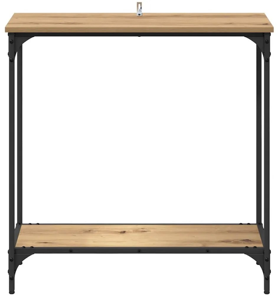 Konzolasztal polcokkal kézműves tölgy 75 x 30.5 x 75 cm Faanyag