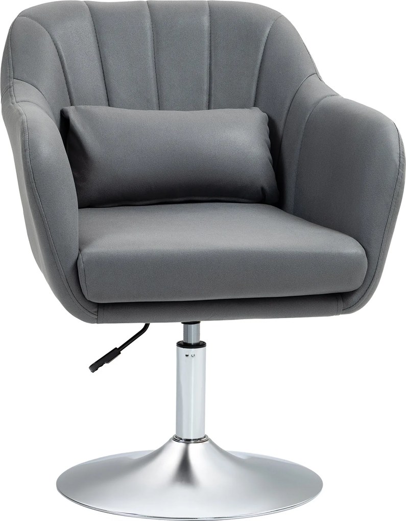 HOMCOM Karfás Fotel, Párnával, Kárpitozott Fekvőszék Fém Vázon, Mikroszálas Szövet, Magasságban Állítható Forgószék, Fekete | Aosom