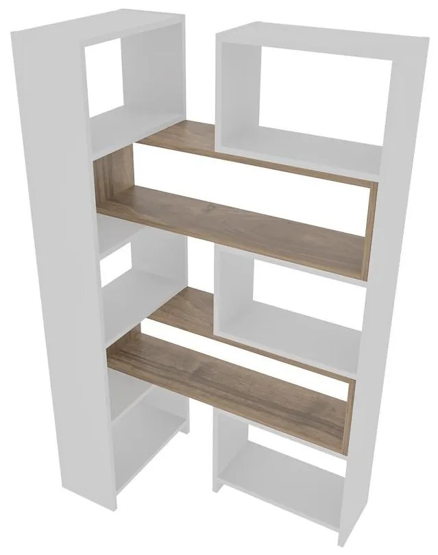 könyvespolc Poyraz - White, Walnut