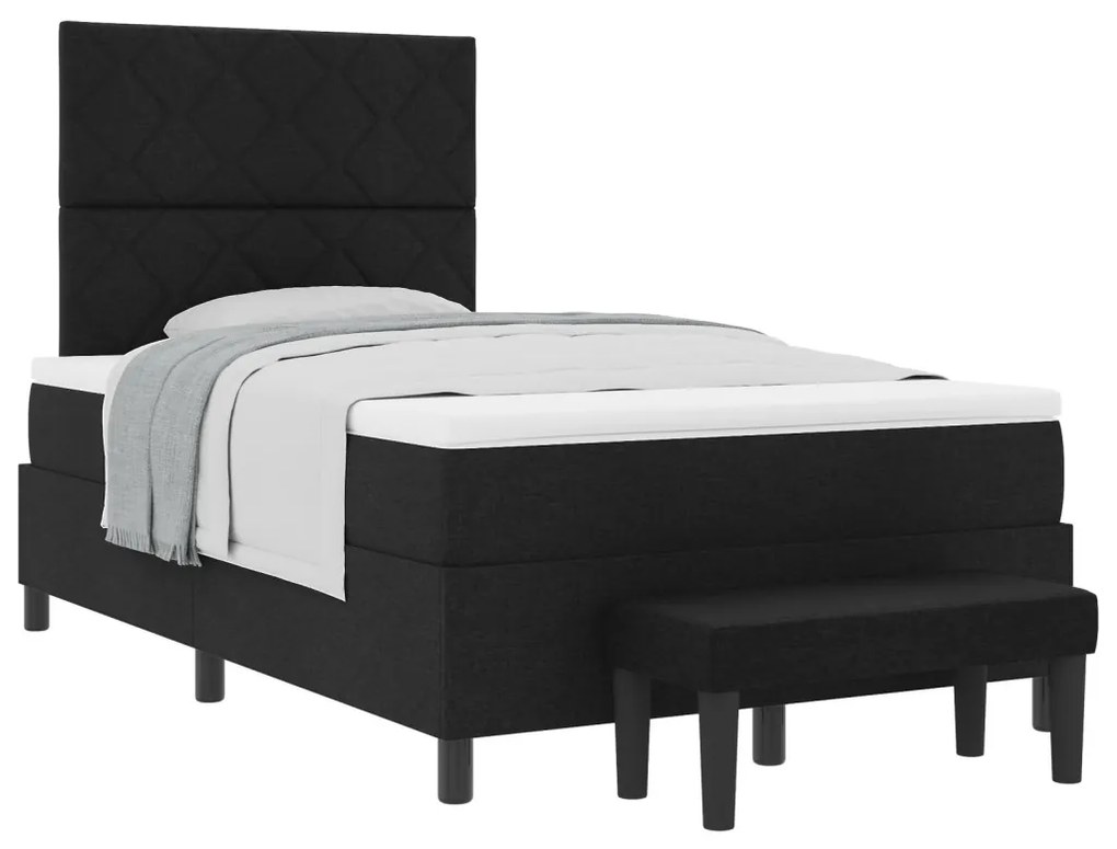 Box Spring Ágy Matraccal és Pad Fekete 120x190 cm Szövet