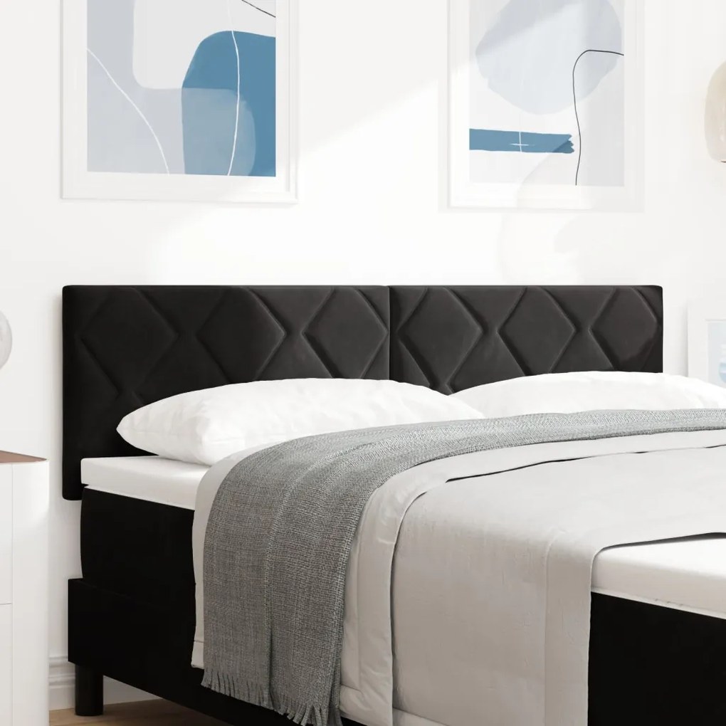 Fejtámla Gyémánt Blokkok Design Fekete 140 cm Bársony