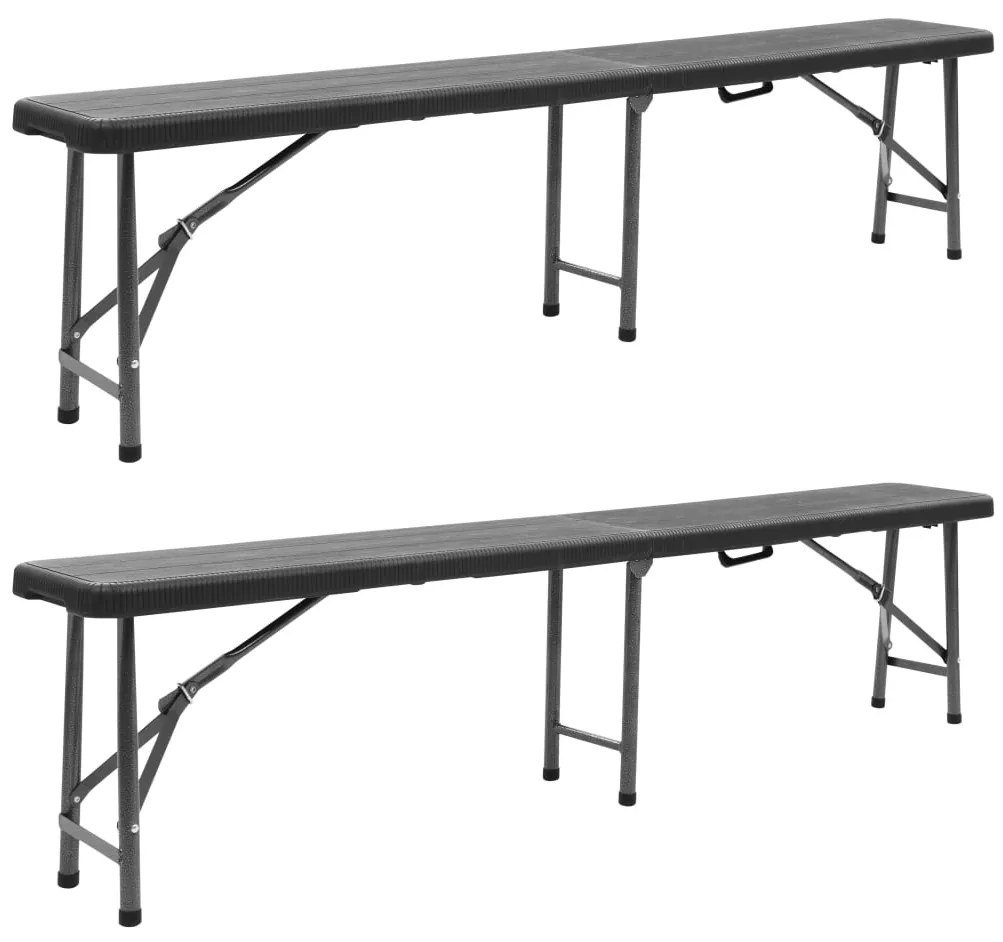 vidaXL 2 db fekete összecsukható HDPE kerti pad 180 cm