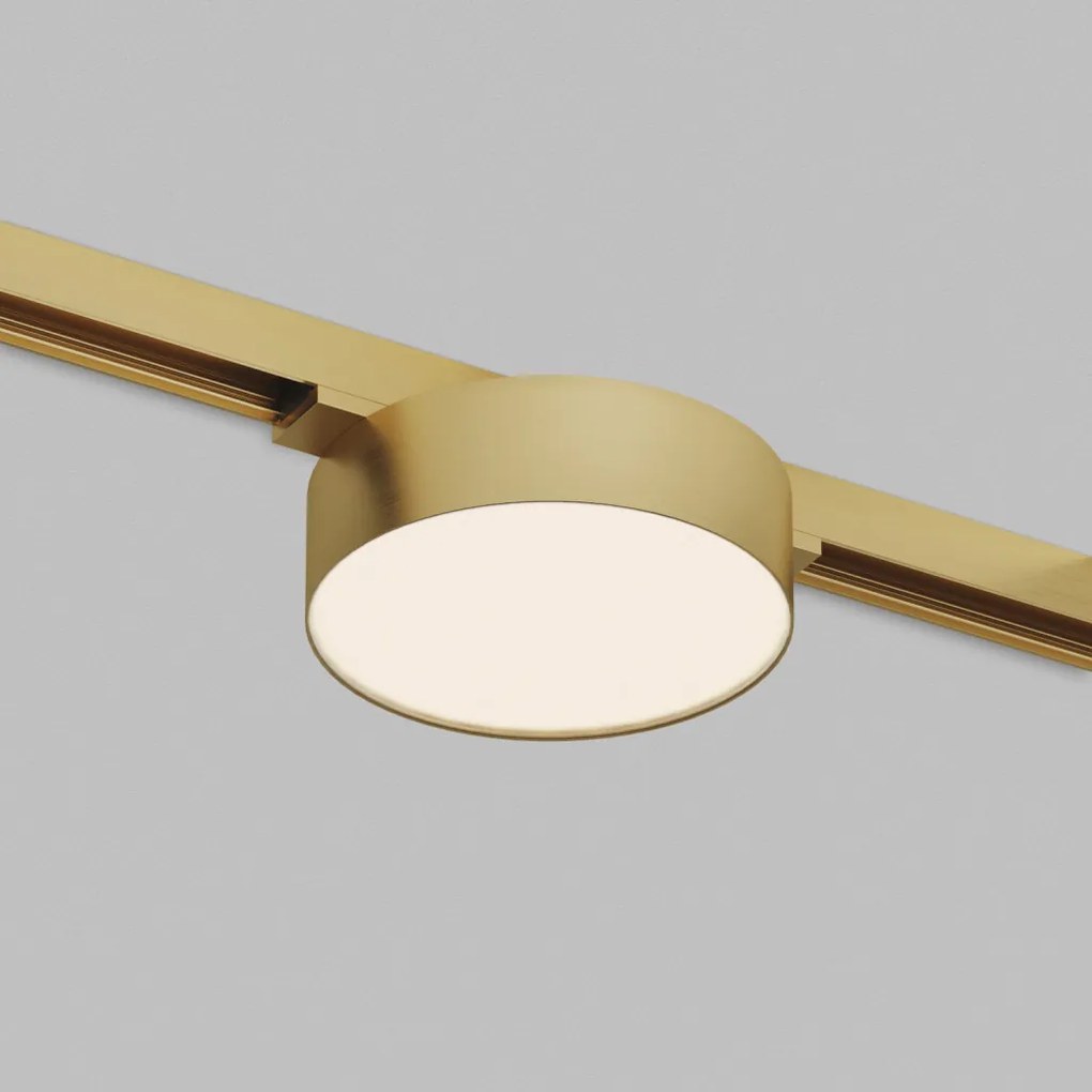 DK/EU-5762-SB Shine Track light, FLOW 3000 series, D95*H28, LED, 48V DC, 8W, RA≥90, 3000K, IP20, satin brass color, aluminum — DK/EU-5762-SB