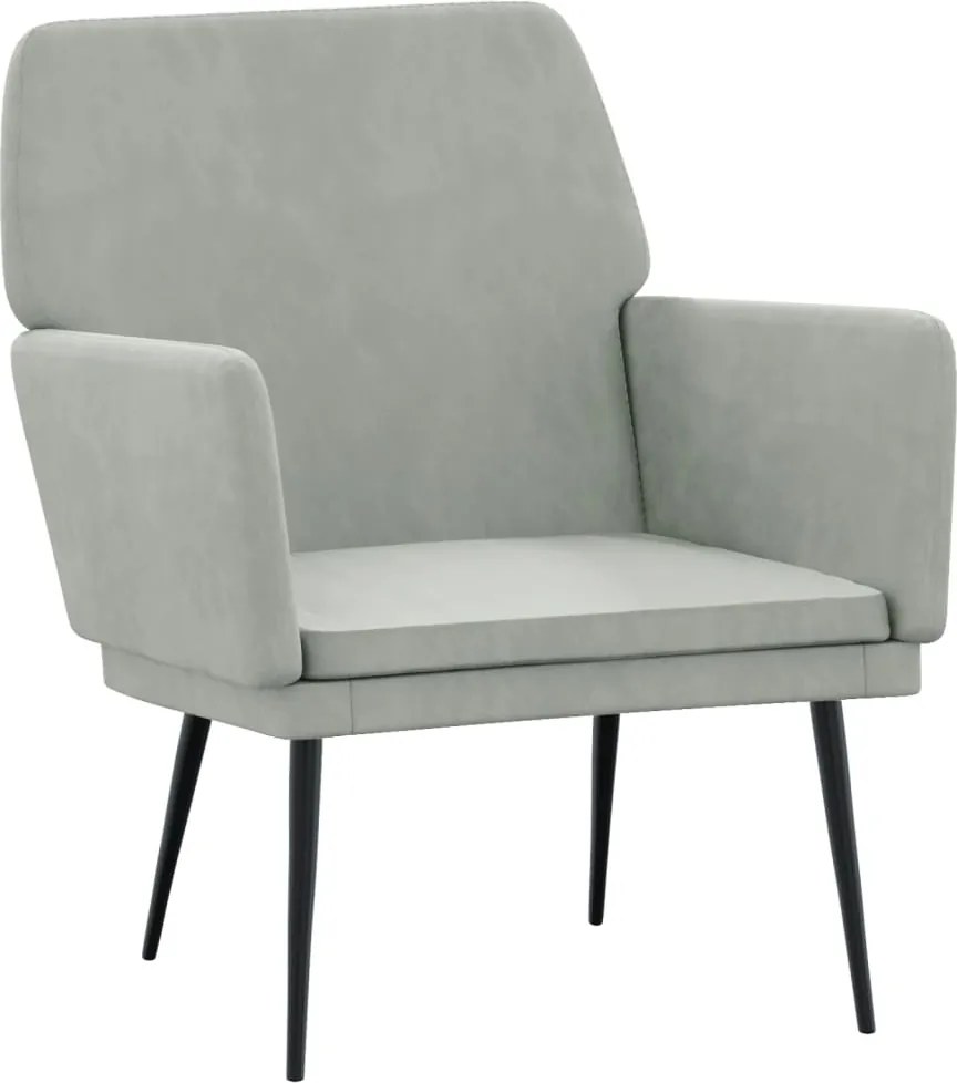 vidaXL világosszürke bársonyfotel 62 x 79 x 79 cm