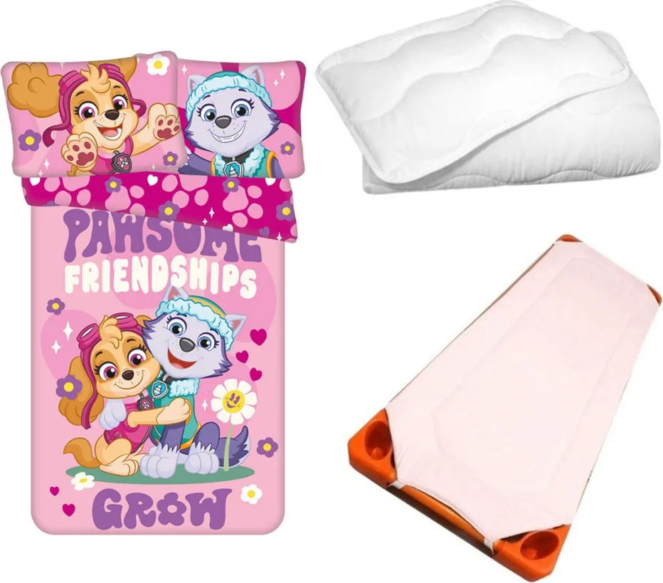 Mancs Őrjárat Pawsome gyerek, ovis ágyneműhuzat, derékalj és paplan/párna szett 100x135 cm