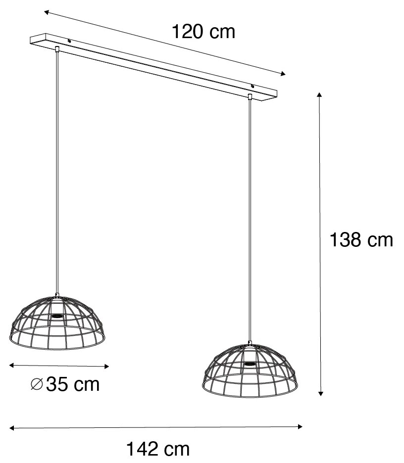 Ipari függőlámpa fekete 2-lámpás - Hanze