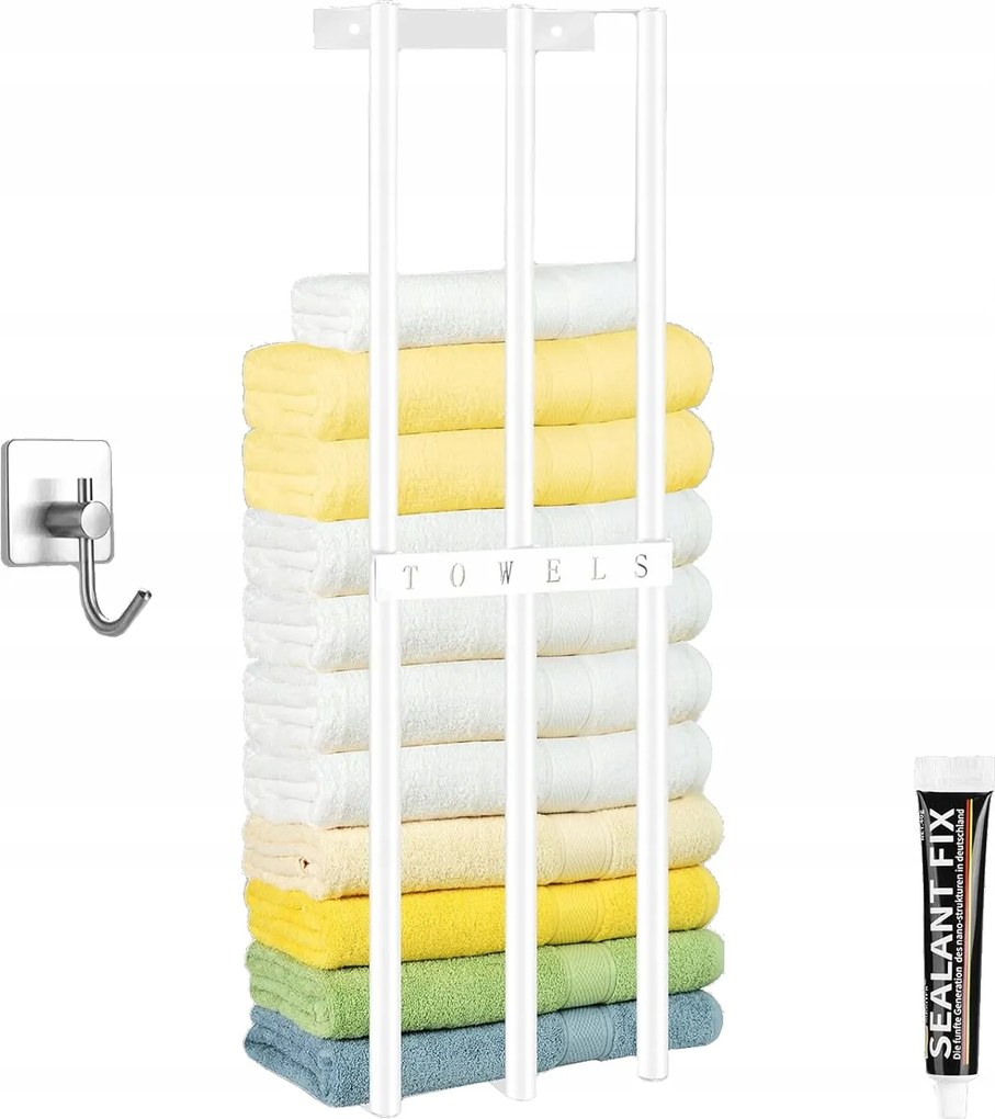 Fali Törölközőtartó Vendégeknek Fehér Matt Fém Fogantyú Akasztó