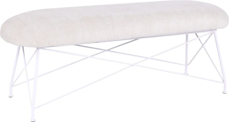 Dizájnos lóca, bézs szövet/fehér fém, RIVOLA